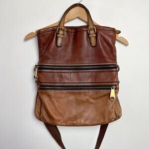 Fossil Explorer Crossbody Leather Bag Tote Foldover Messenger Indie Sleaze Boho